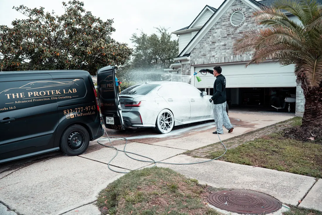 A vehicle being detailed at The Protek Lab